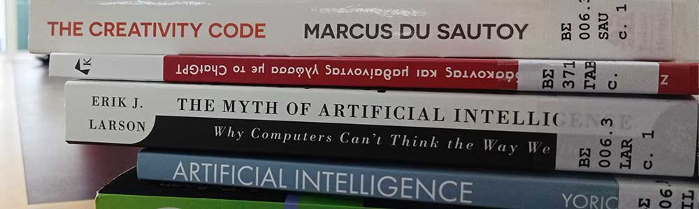 Φωτογραφία με βιβλία που έχουν ως θέμα την τεχνητή νοημοσύνη